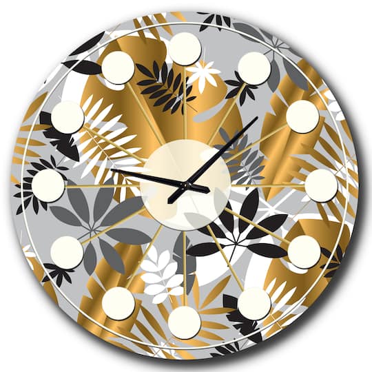 Designart Geometric Luxury Jungle Foliage Mid-Century Modern Wall Clock